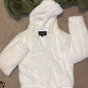 White fuzzy jacket